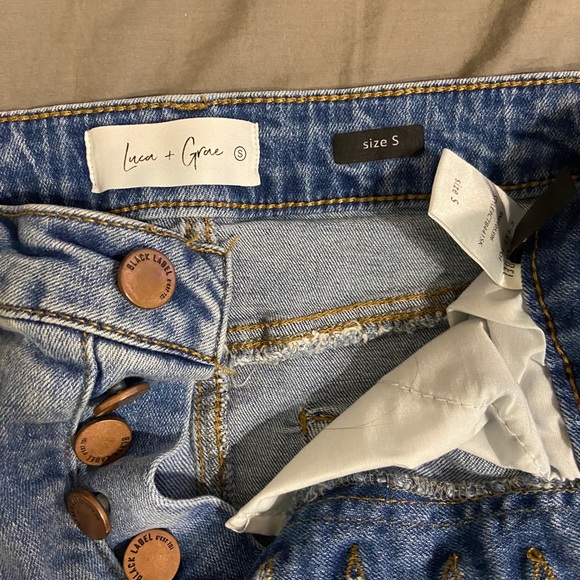 BLACK LABEL Weathered Jean Skirt Button Fly - Picture 3 of 4